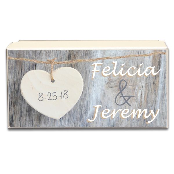 Hanging Heart Wooden Background Wedding Gift Box
